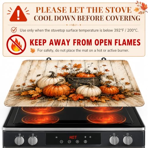 Fall Pumpkin Stove Top Cover 28x20 Inch for Electric Glass Cooktop - Orange