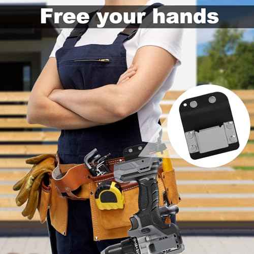 Drill Holder Clip for Tool Belt, Quick Grab or Hang Tape Measure Belt Clip Fits Up to 2" Tool Tape Measure Holder for Impact Driver Nailer Cordless Drills High-Altitude Work (Black)