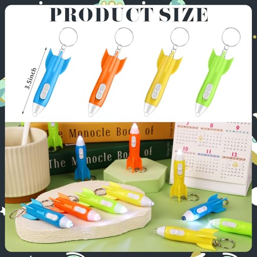 200 PCS Helicopter Mini Flashlight Keychain,Rocket LED Flashlight, Mini Flashlights In Bulk Colorful Small LED Flashlights Keychain Astronaut Party Favors for Kids