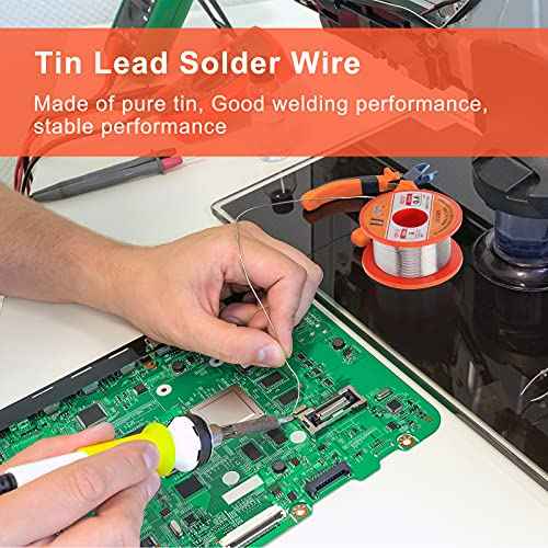 AHIER Solder Tip Cleaner+ Soldering Rosin Flux Paste(0.35 oz / 10 g)+ 60/40 Tin Lead Rosin Core Solder Wire(1.76 oz / 50 g) + 3pcs Replacement Brass Pads, 6 PCS Solder Iron Welding Tool Set