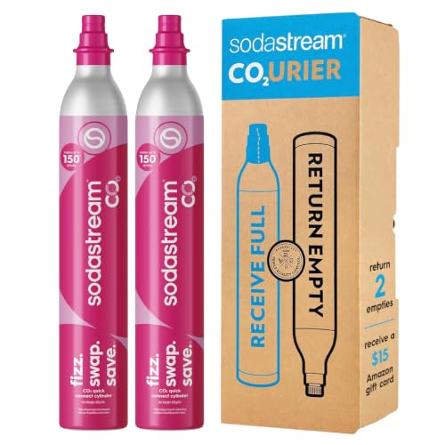 Sodastream Pink CO2 Gas Refill Pack of 2 – 60L Cylinders for Sparkling Water
