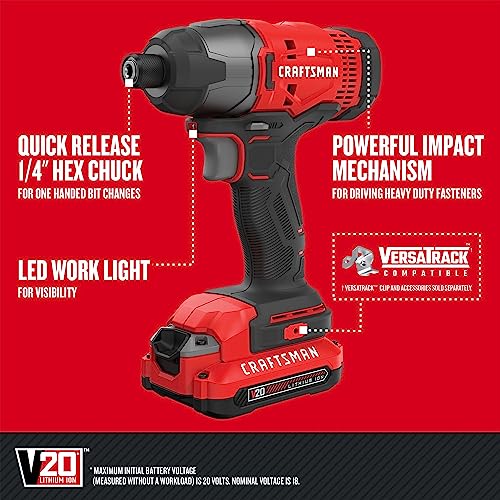 Craftsman V20 MAX Cordless Drill & Impact Driver 2-Tool Combo Kit with 2 Batteries