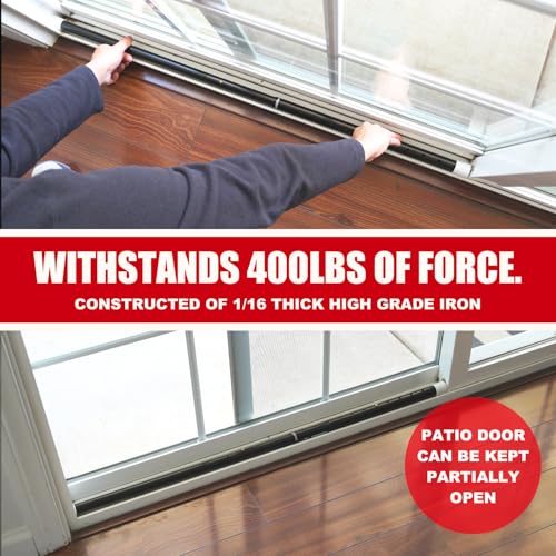 Securityman 2-in-1 Door & Sliding Patio Door Security Bar - Black, Pack of 1