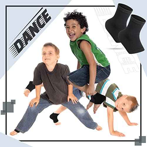 Tarpop 3 Pair Ankle Compression Sleeves for Kids Ankle Brace Compression Sleeves Foot Arch Sock for Girls Sports Running Dance Fitness Gymnastics(Black,Medium)