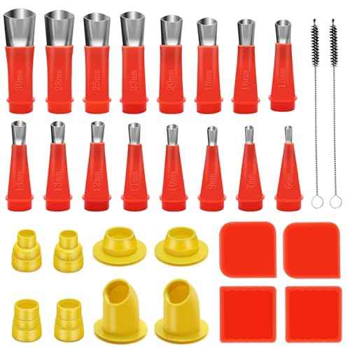 30Pcs Caulking Finisher Kit, 16Pcs Caulking Nozzle Coating Tips Applicators Reusable Tool Kit with 8Pcs Connector, 4Pcs Grout Scraper, 2Pcs Brush for Bathroom Doors Windows
