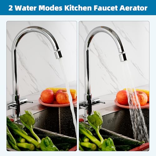 Hibbent Classic 360 Degree Chrome Faucet Aerator with Dual-Function Sprayer