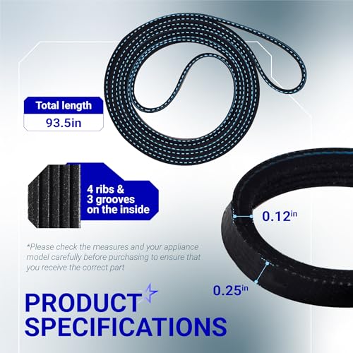 Ultra Durable 93.5 Inch Dryer Drum Belt for Whirlpool Kenmore 661570, 3387610
