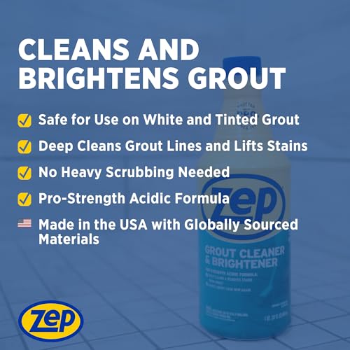 Zep Grout Cleaner and Brightener 32oz - Deep Stain Removal, Made in USA, Pack of 1