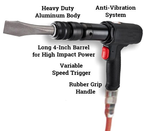 Extreme Power 4-Inch Long Barrel Air Hammer Compatible with CHIEF Models - Anti-Vibration, Quick-Connect Chuck - Professional Grade for Auto Repair & Industrial Use
