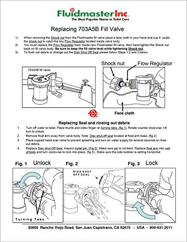Fluidmaster 703AP4 No Finish Fill Valve for Glacier Bay & Niagara Toilets - 1 Pack
