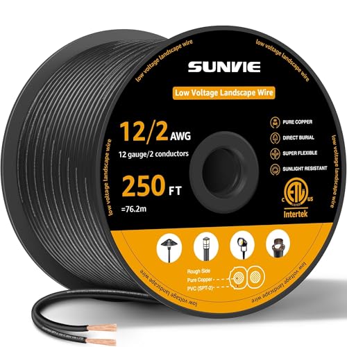 SUNVIE 12-Gauge Low Voltage Landscape Wire 250FT Pure Copper Cable