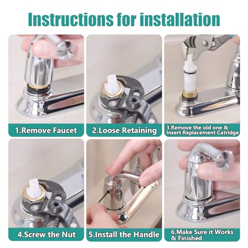 FEMAR 1224B Faucet Cartridge Compatible with Moen Two Handle Faucets - 2 Pack