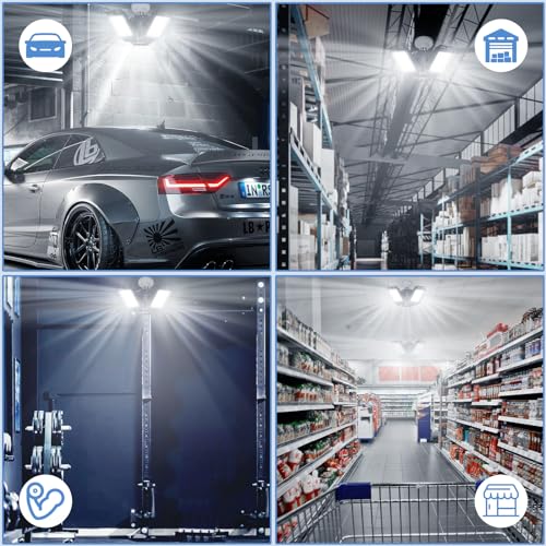 Aoretic 3-Pack LED Garage Lights 8000 Lumens, E26/E27 – Super Bright Ceiling Lighting