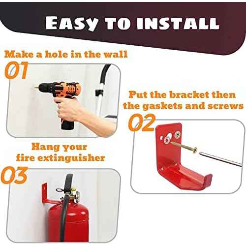 Fire Extinguisher Mount, Wall Hook, Fire Extinguisher Bracket up to 40 lbs Extinguishers, Suitable for Big and Small Fire (2 Brackets)