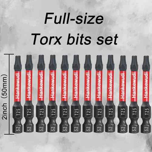10 Piece T25 Torx Bit Set For Impact Driver,2 Inch #25 Torque Star Screwdriver Bit Set, CNC Machining S2 Steel Torx Head Power Bits,With Rugged Storage Box