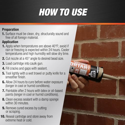DAP 10.1 Oz Textured Mortar Sealant Beige - Waterproof Elastomeric Filler for Masonry & Concrete