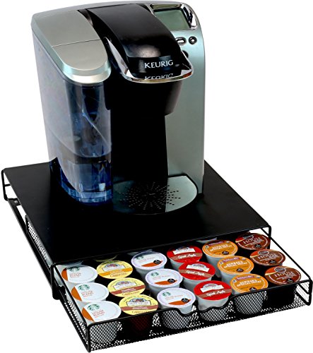 Deco Brothers 36-K-Cup Drawer Holder, Black with Metal Top – Under-Keurig Pod Storage