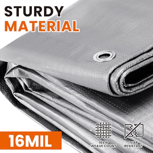 SpacEver Silver/Brown 10x12 FT Waterproof Heavy Duty Tarp UV Resistant Multipurpose Cover