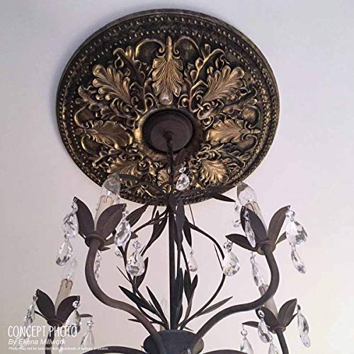 Ekena Millwork CM13BR2 13"OD x 7 1/2"ID x 3/4"P Bradford Classic Ceiling Medallion, Fits Canopies up to 8-5/8", 2 Piece