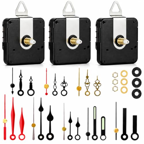 Silent Quartz Clock Mechanism Kit with Short Hands for DIY Repair - EMOON 3-Piece Set