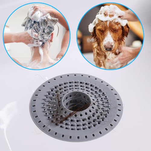 Silicone Bathtub Drain Hair Catcher - Collapsible Drain Strainer for 1.48''-1.75'' Drains, 3 Pack