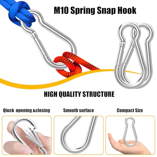 EPHECH M10 4-Inch Heavy Duty Carabiner Clip Silver 30PCS