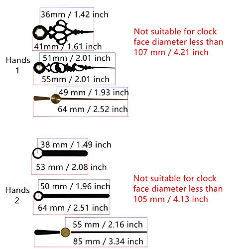 TIKROUND Silent Quartz Clock Movement 17/32 Inch Shaft with Small Hands - Replacement Part