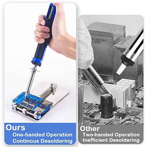 K KERNOWO 929D-V Electric Desoldering Soldering Iron Sucker ? Desoldering Pump Tool with 1.0mm & 1.2mm Nozzles, Desoldering Gun with Wick & Cleaning Pin for Through-Hole Solder Removal