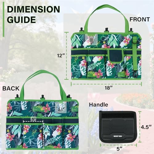 KUNN 5-Gallon Bucket Tool Organizer with 18 Pockets - Green Leaf Variation