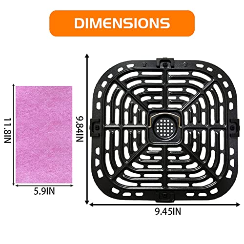 HQT Air Fryer Grill Plate for Instant Pot Vortex Plus 6QT XL 6-in-1 – Non-Stick Crisper Pan with Rubber Feet