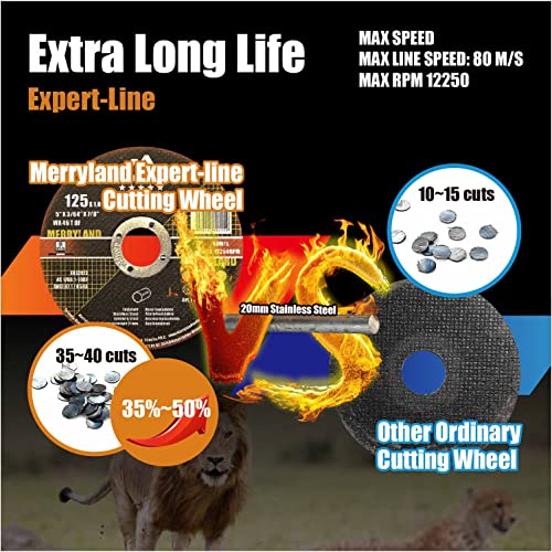 Merryland Cut Off Wheel 2 inch for Angle Grinder, Metal Cutting Wheel 2 X .045 X 2/5 Ultra Thin 10 Pack, Iron Stainless Steel Cutting Disc, Expert-Line E13151022-10