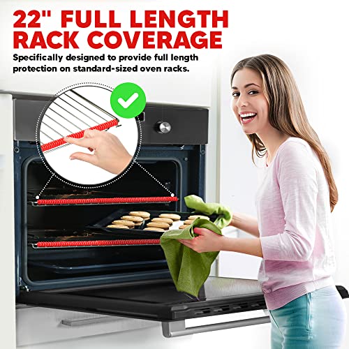 ThreadNanny 22” Extra Long Silicone Oven Rack Guards, Red, 2 Pack