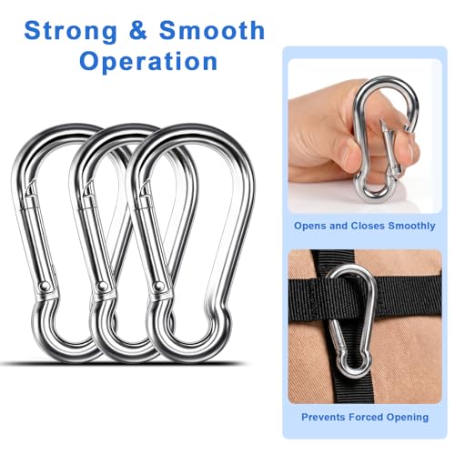 COYAGRIP M4-1.57'' Stainless Steel Heavy Duty Carabiner Clips 8 Pack