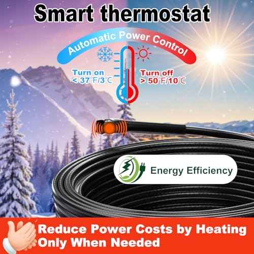 HEATIT Water Pipe Heat Tape - Prevent Freezing & Easy Installation for Metal & Plastic Pipes, CSA & ETL Certified Heat Trace Cable, All-Weather Protection, Trusted Choice HISD 3ft, 7w/ft, 120V
