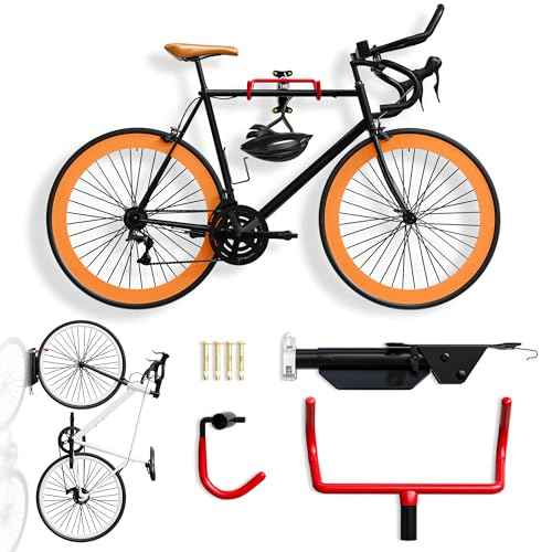2 Pack Wall Mount Bike Rack Garage - Mountain Bike Wall Mount Horizontal Vertical Design with 66lbs Cap, Screws, Installation Manual - Secure Road Cycling Holder Storage, Bicycle Hanger for Home