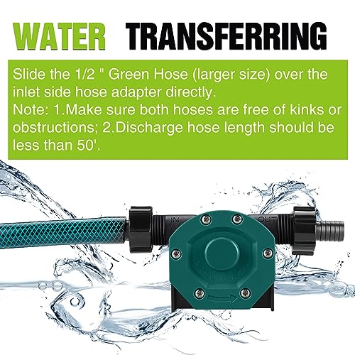 Green Self-Priming Water & Oil Transfer Pump Kit for Drills - TRUPOW