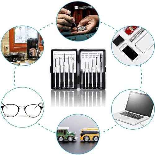 11Pcs Small Screwdriver Set, Mini Screwdriver Set, Eyeglass Repair Screwdriver with 11 Different Size Flathead and Philips Screwdrivers, Ideal for Watch, Jewelers