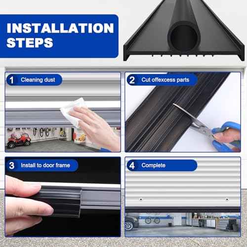 DGSL Garage Door Seals Bottom Rubber Weather Stripping Kit Seal Strip Replacement, Universal Weatherproof Threshold Buffering Sealing Rubber 5/16 Inch T Ends (16 Ft, Black)