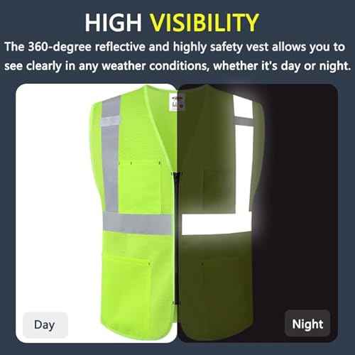 JKSafety Safety Vest for Men Women Hi Vis Construction Vest with Pockets Class 2 High Visibility Meet ANSI Standard