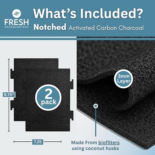 Notched 9.75" x 7.25" Activated Carbon Microwave Filter | W11282981 Replacement for Whirlpool/KitchenAid OTR — 2-Pack, Made in USA