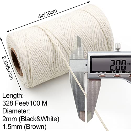 Joyberg Colorful 3 Rolls Twine String Kit - Natural Jute, Cotton & Black for Crafts & Gift Wrapping