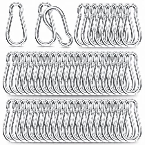 High-PQ 50PCS M5 Heavy Duty Spring Snap Hooks Carabiner Clips Silver