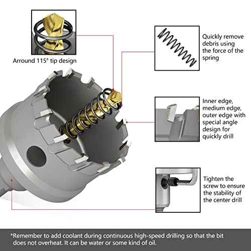GSTK Upgrade Heavy Duty Carbide Hole Saw, Metal Steel Hole Saw Drill Bit,TCT Hole Cutter-Alloy Hardness Upgrade, Life Upgrade,Use for Stainless Steel, mild Steel, Iron, Copper,etc (60mm|2-3/8")