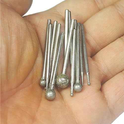 ?????? ???? 13 Pcs Ball Shape Diamond Burr - 3/32'' Shank Diamond Mounted Round Ball Burs Stone Carving Bits for Rotary Tools includes Dremel
