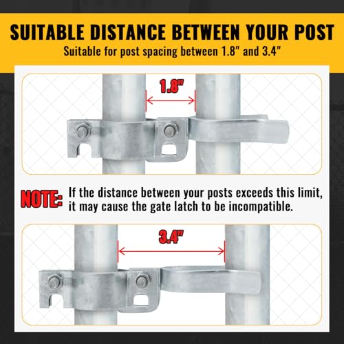 VIVIDA 1-3/8" Chain Link Gate Latch with Padlock Hole, Fence Gate Fork, 1 Piece