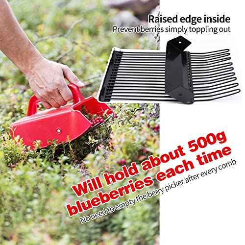 1 Pack Berry Picker, Berry Pickers and Rakes with Metallic Comb and Ergonomic Handle for Easier Berry Picking, Blueberry Rake Scoop for Blueberries, Lingonberries and Huckleberries