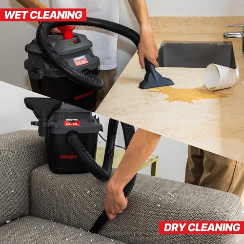 Shop-Vac 2.5 Gallon Wet/Dry Vacuum with 2.0 Peak HP, Wall-Mountable, Includes Accessories