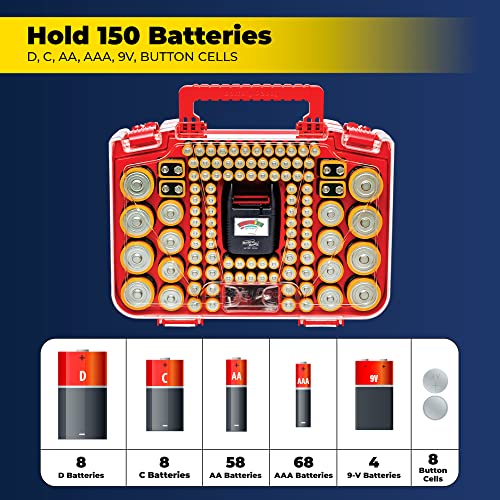 Ontel Battery Daddy Smart Battery Organizer & Tester - Holds 150 Batteries, Model BADAS-MC4