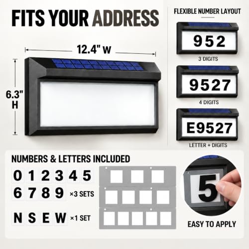 Eyrosa Solar Address Sign Lighted House Numbers - Black, 1 Pack