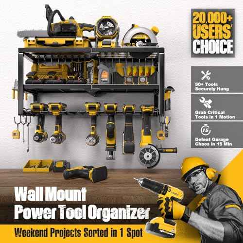 Power Tool Organizer for Tool Storage, Drill Holder Wall Mount with Screwdriver Organizer, Tool Holder for Garage Wall Organization, Heavy Duty Metal Tool Shelf with Battery Holder